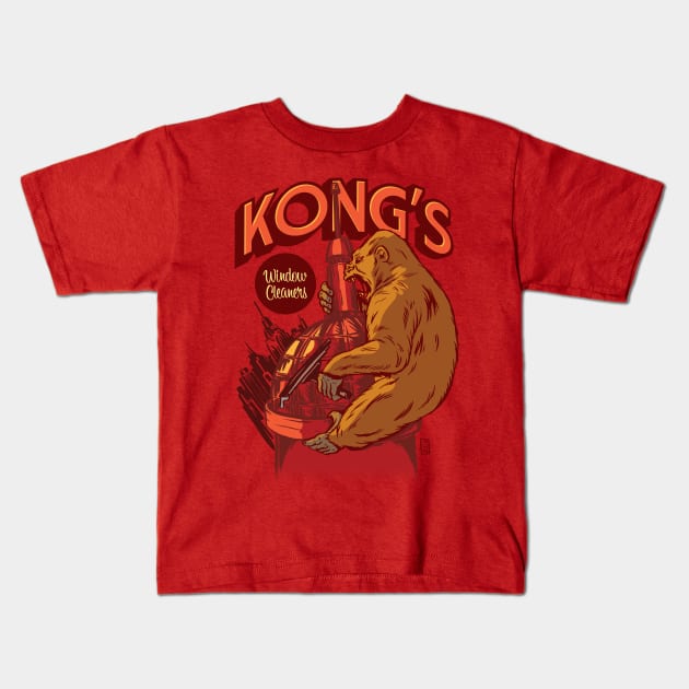 Kong's Window Cleaners Kids T-Shirt by Thomcat23